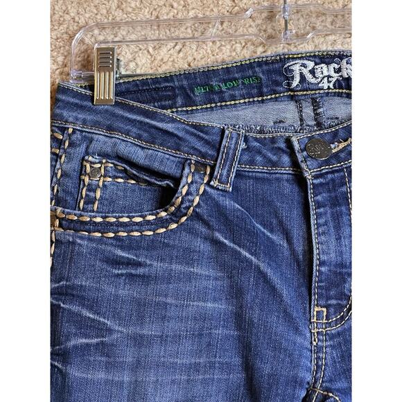 Rock 47 by Wrangler Jeans Womens 30x32 Blue Denim Low Rise Bootcut Western Horse - Picture 15 of 16